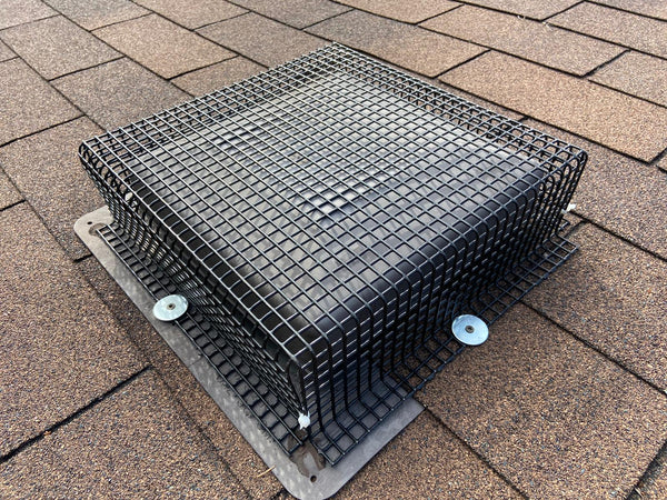 roof vent cover installed over existing plastic roof vent